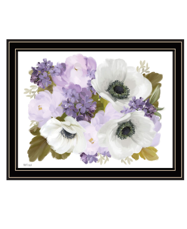 Lilacs and Anemone Black Framed Print Wall Art