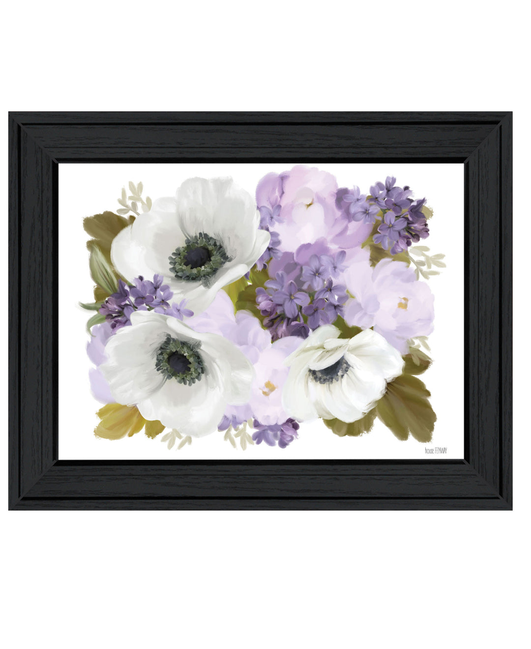 Lilacs and Anemone Black Framed Print Wall Art