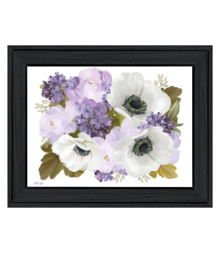 Lilacs and Anemone Black Framed Print Wall Art