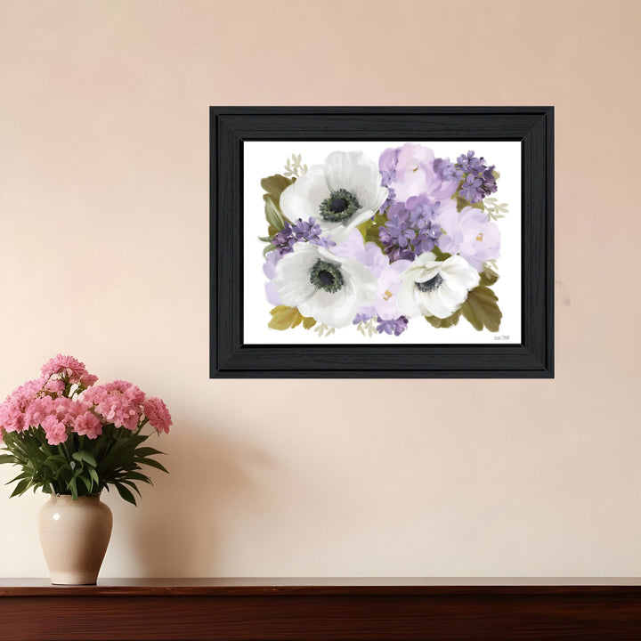 Lilacs and Anemone Black Framed Print Wall Art