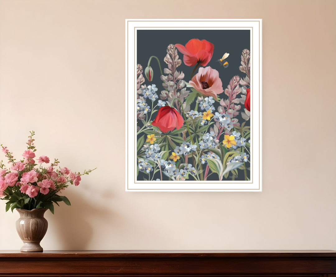 Summer Garden Buzz Black Framed Print Wall Art