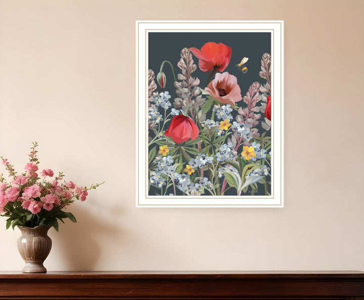 Summer Garden Buzz Black Framed Print Wall Art