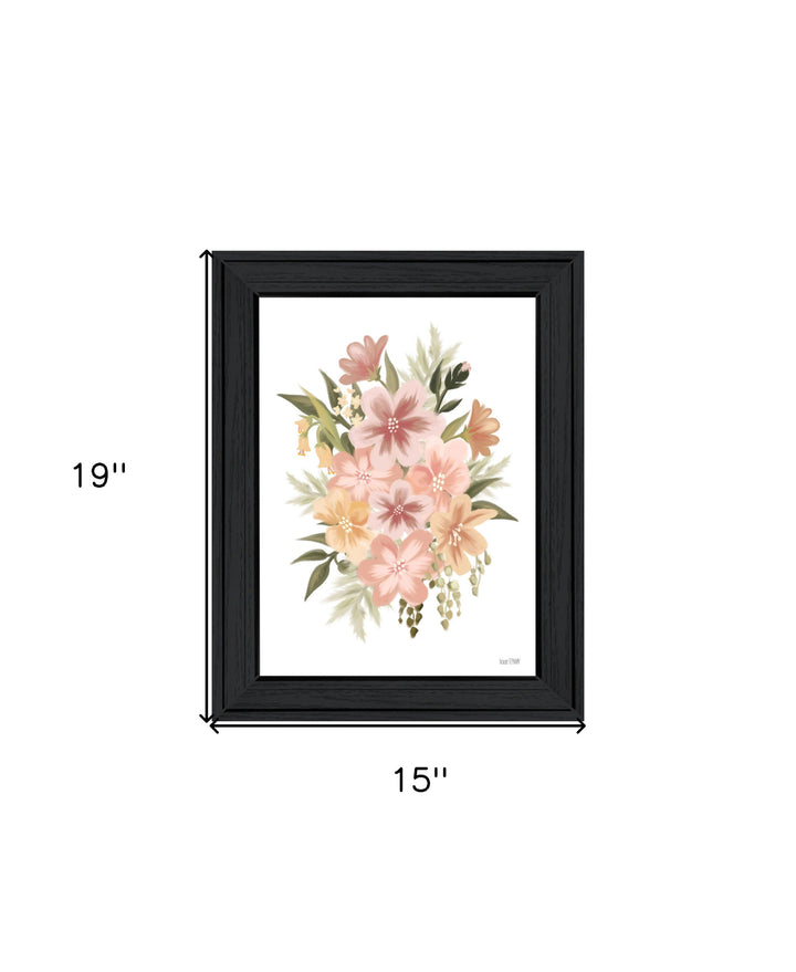 Peachy Petals Black Framed Print Wall Art