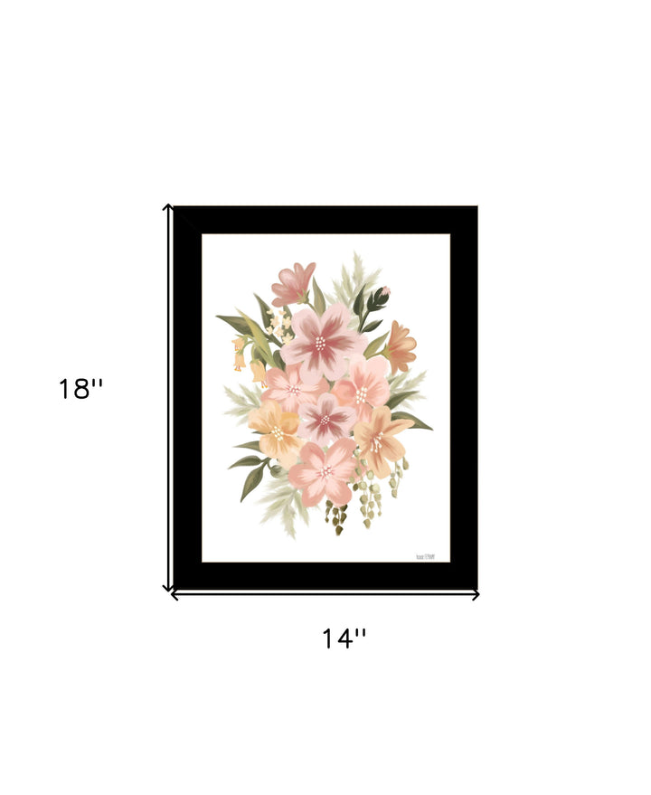 Peachy Petals Black Framed Print Wall Art