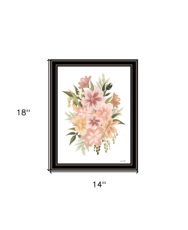 Peachy Petals Black Framed Print Wall Art