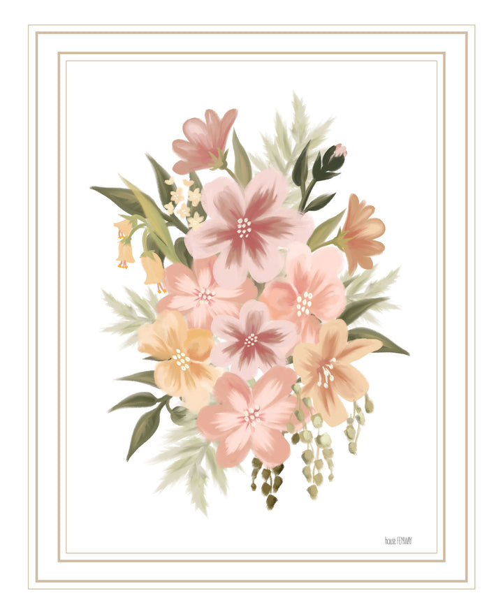 Peachy Petals Black Framed Print Wall Art