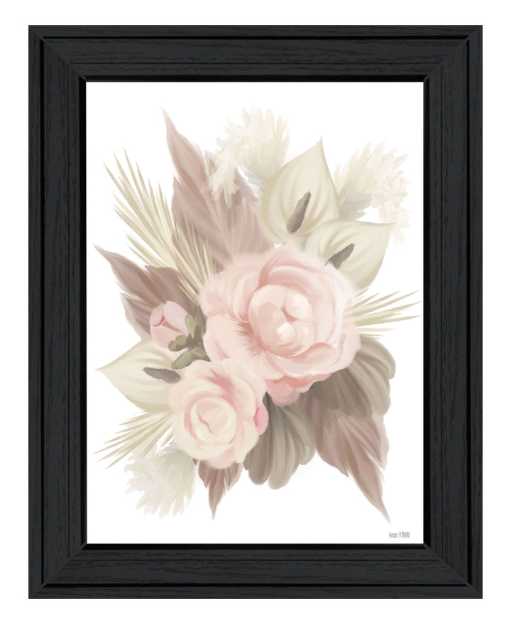 BOHEMIAN BOUQUET Black Framed Print Wall Art