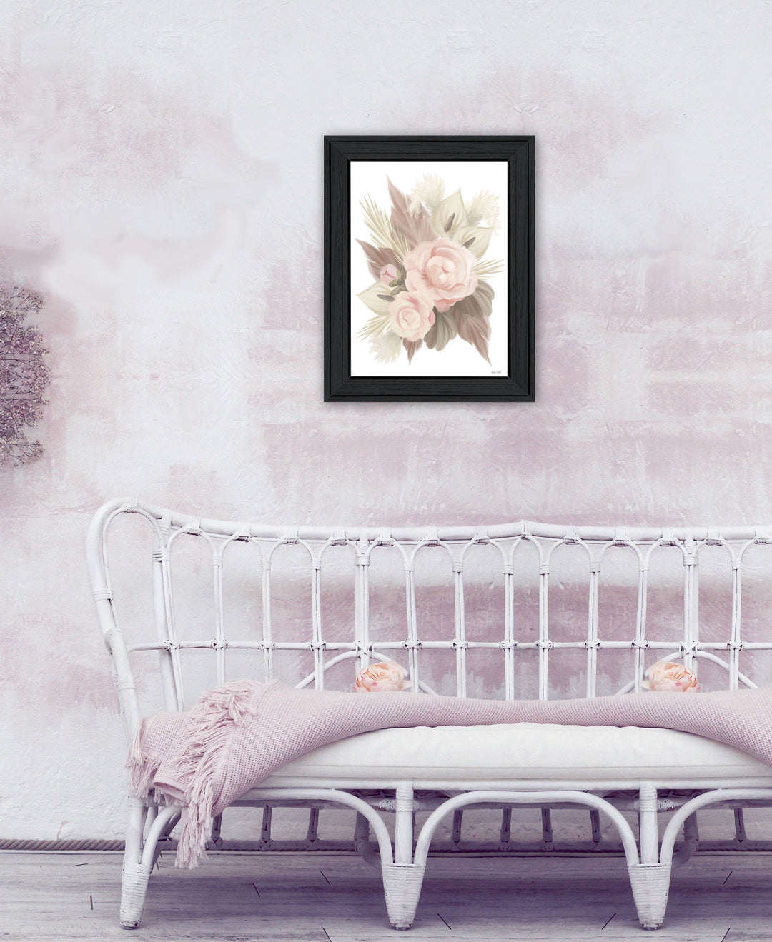 BOHEMIAN BOUQUET Black Framed Print Wall Art