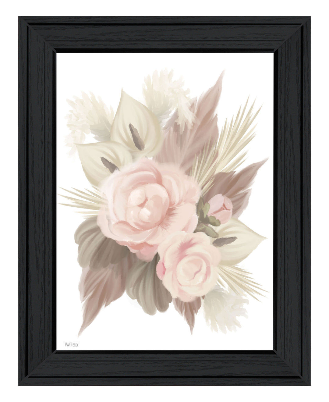 BOHEMIAN BOUQUET Black Framed Print Wall Art