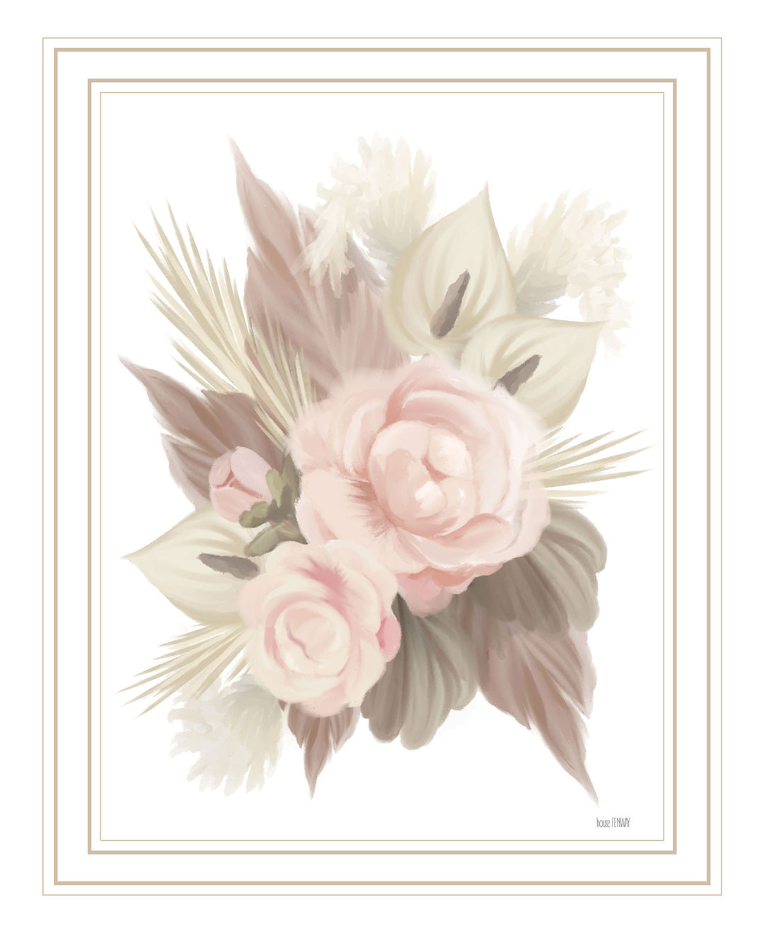 BOHEMIAN BOUQUET Black Framed Print Wall Art