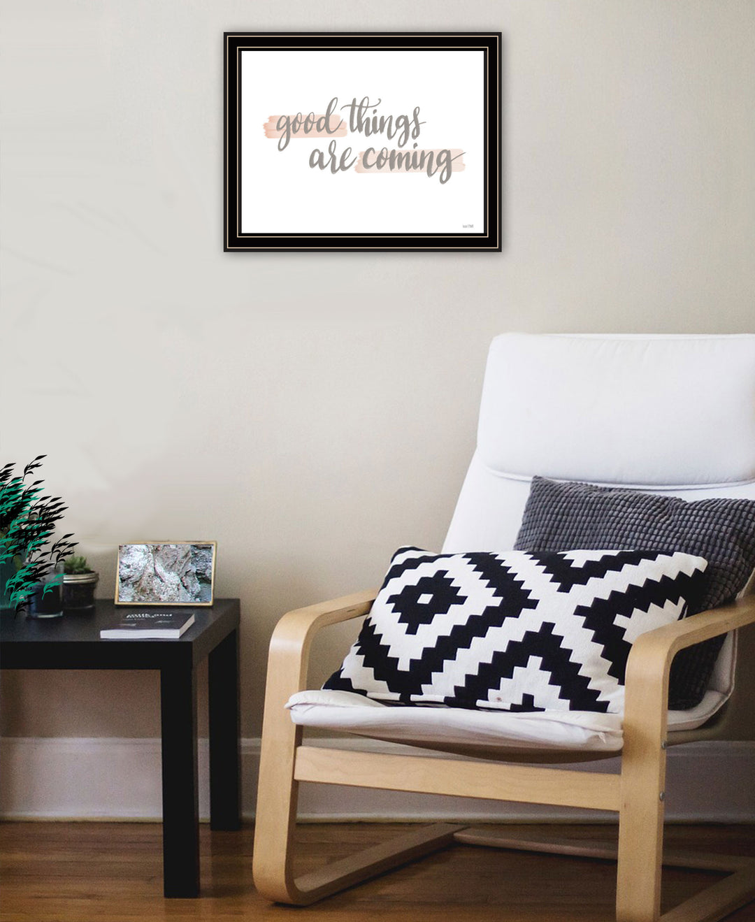 Good Things Are Coming Black Framed Print Wall Art