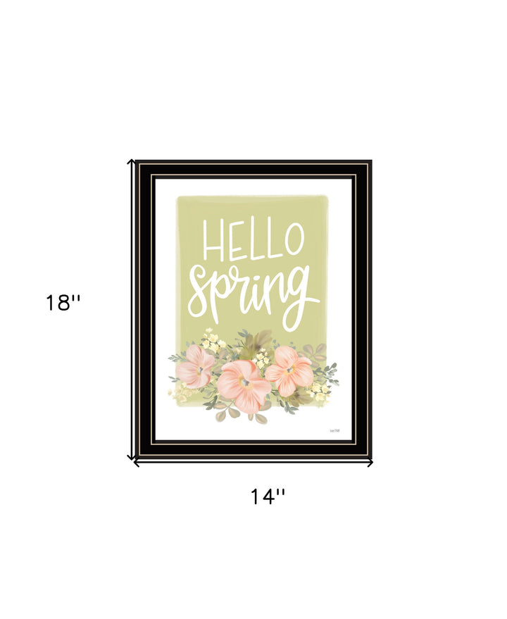 Hello Spring Floral Black Framed Print Wall Art