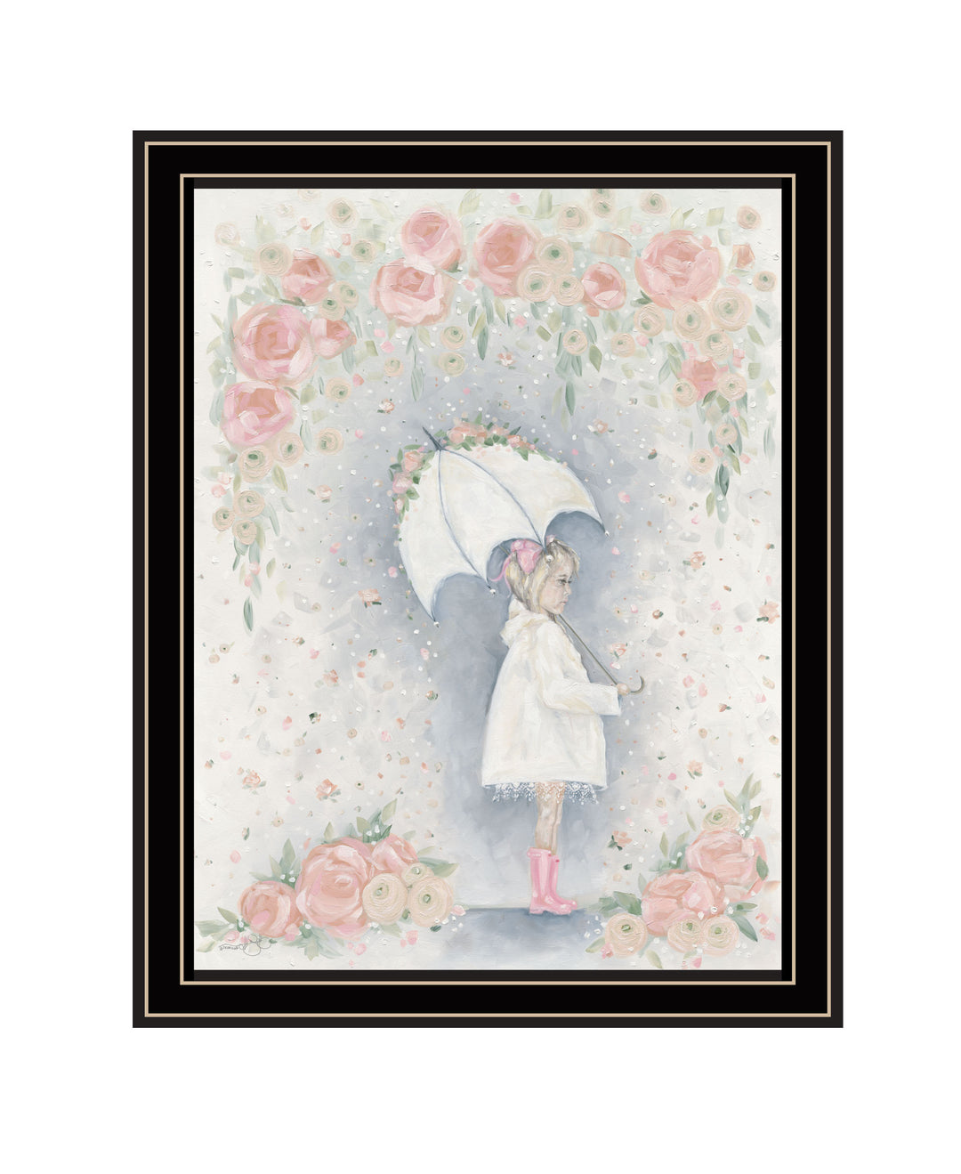 Georgia In The Rain Black Framed Print Wall Art