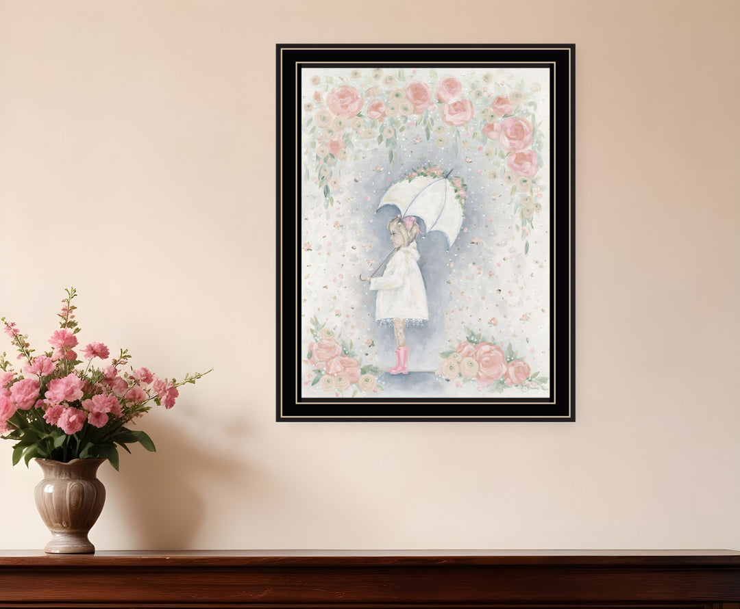 Georgia In The Rain Black Framed Print Wall Art