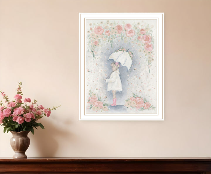 Georgia In The Rain White Framed Print Wall Art