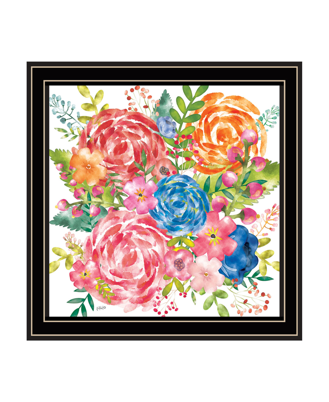 Spring Floral Black Framed Print Wall Art