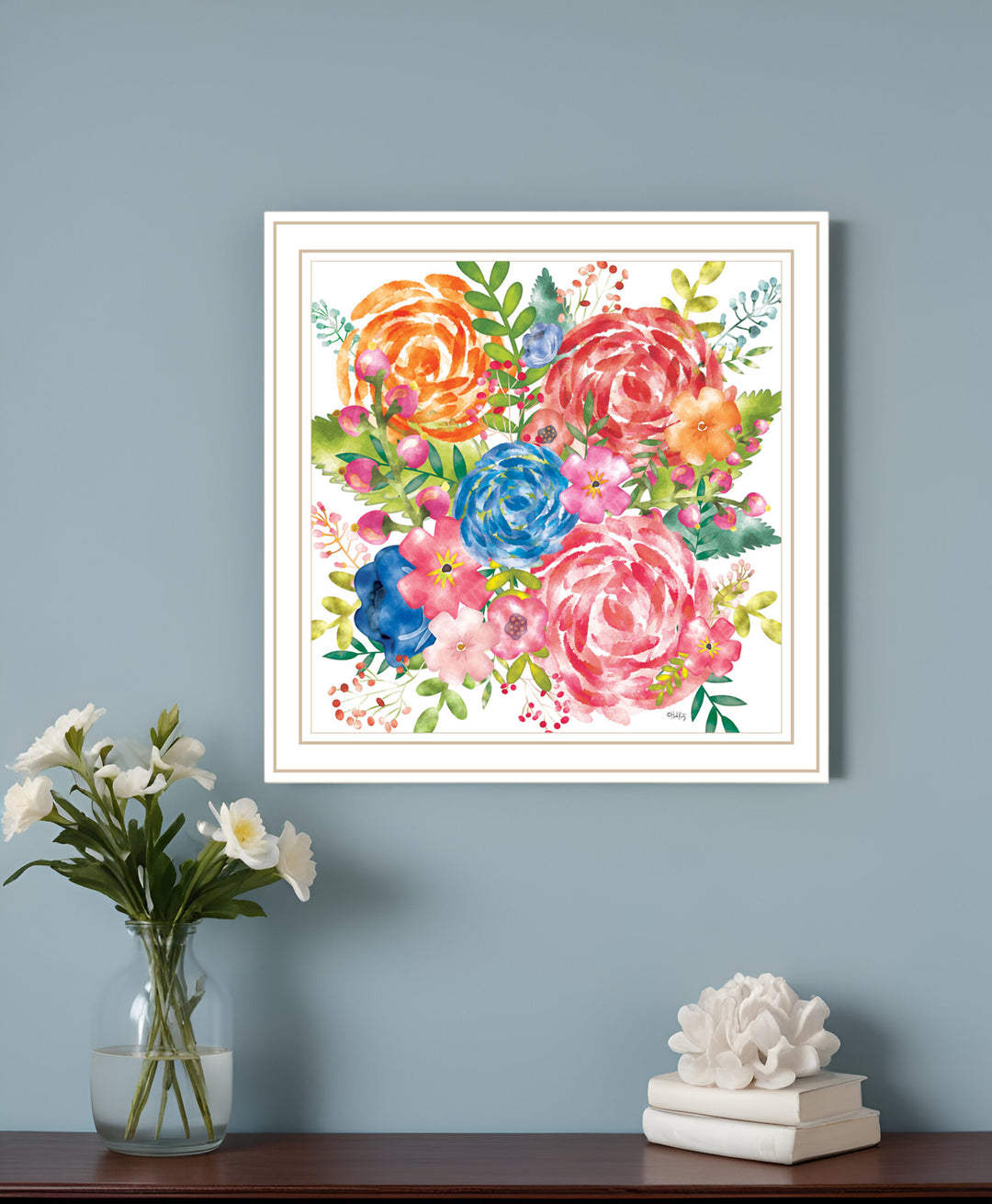 Spring Floral Black Framed Print Wall Art