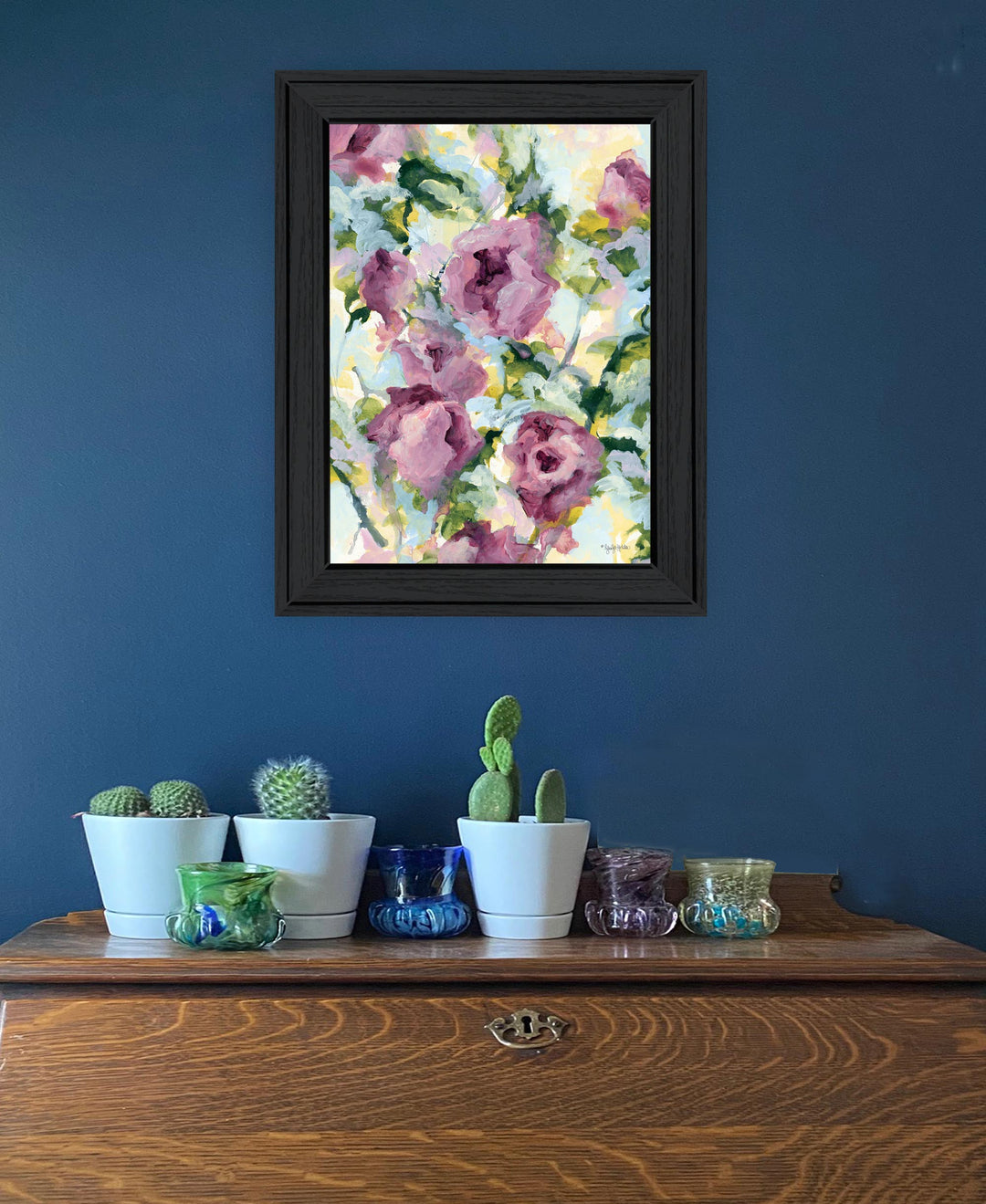 Abstract Floral Black Framed Print Wall Art