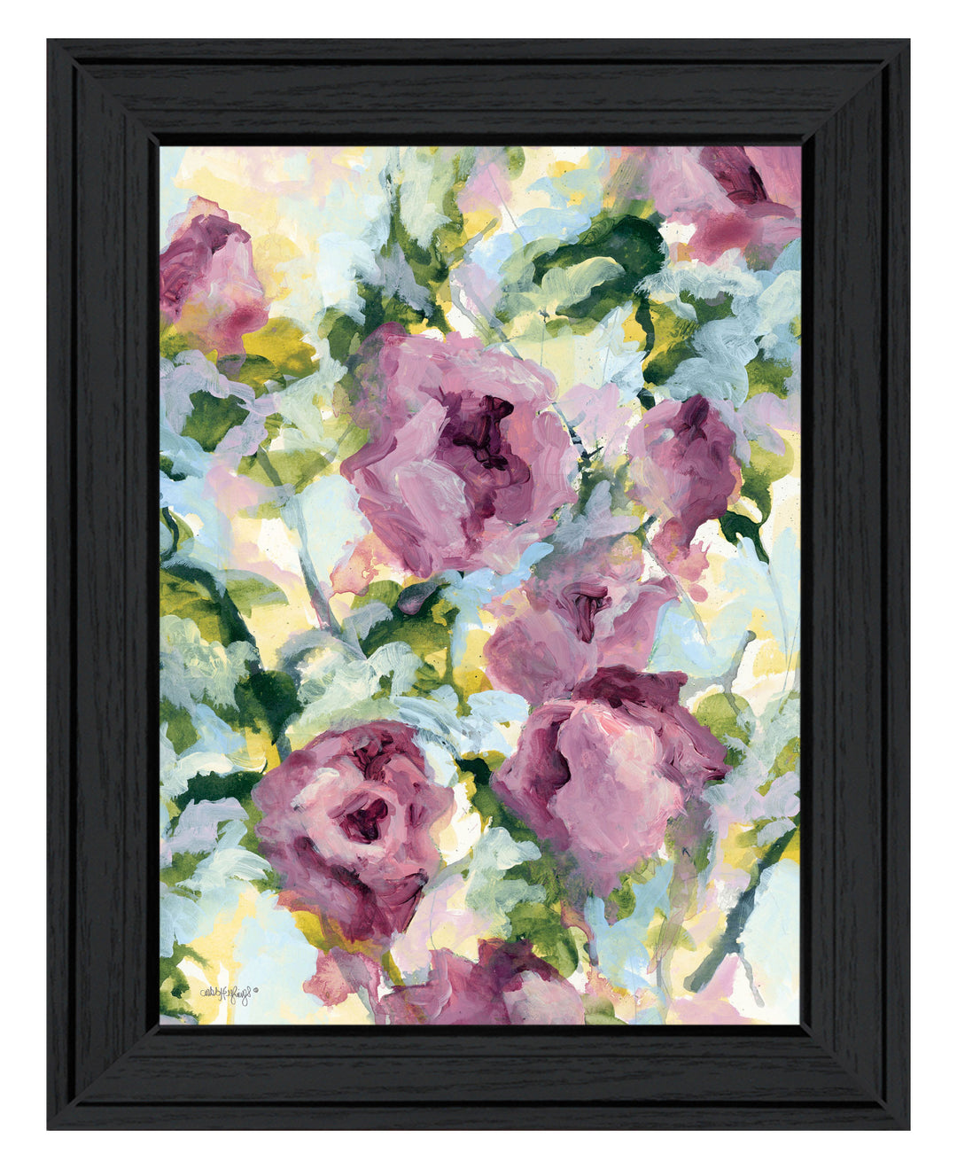 Abstract Floral Black Framed Print Wall Art