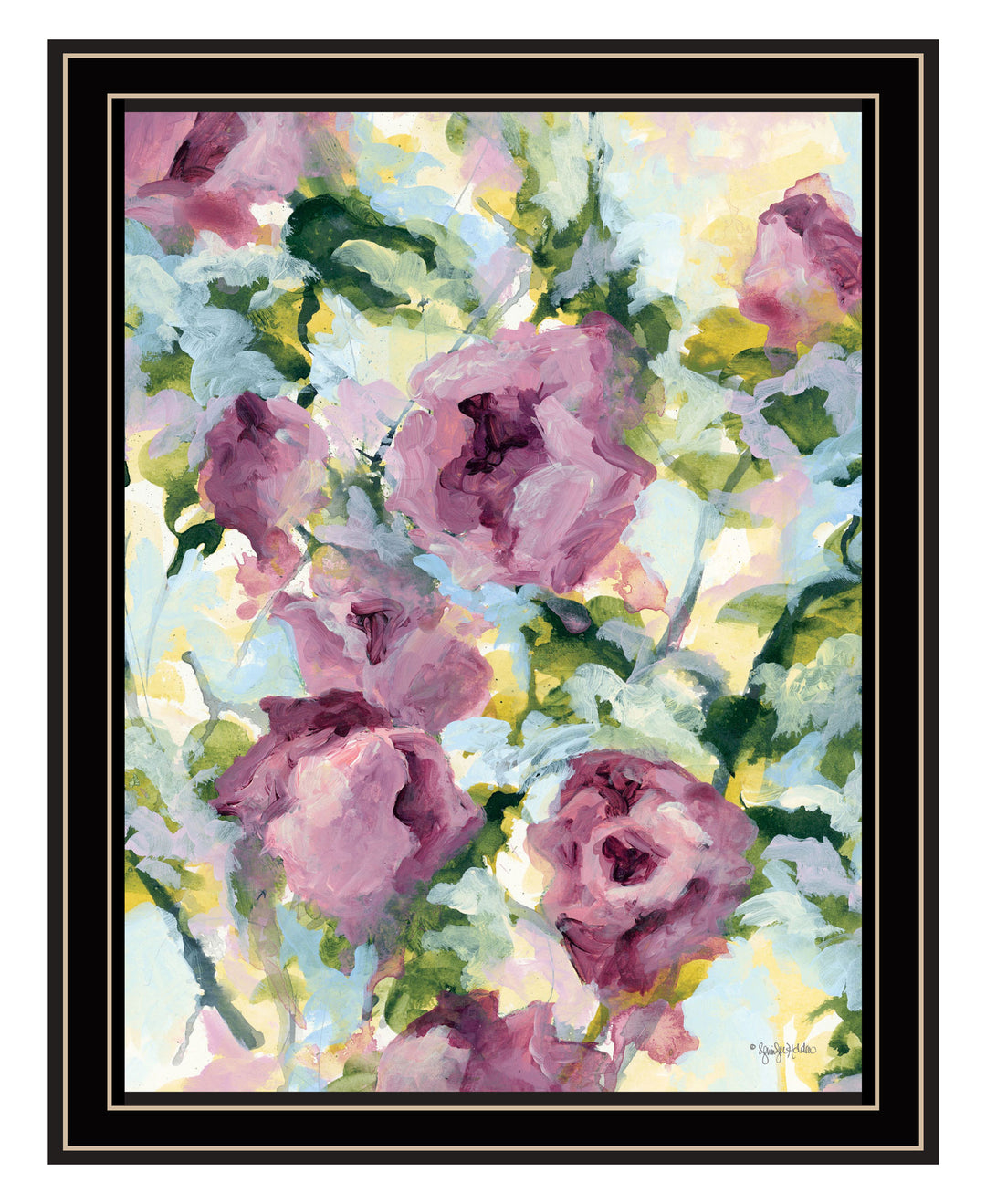 Abstract Floral Black Framed Print Wall Art