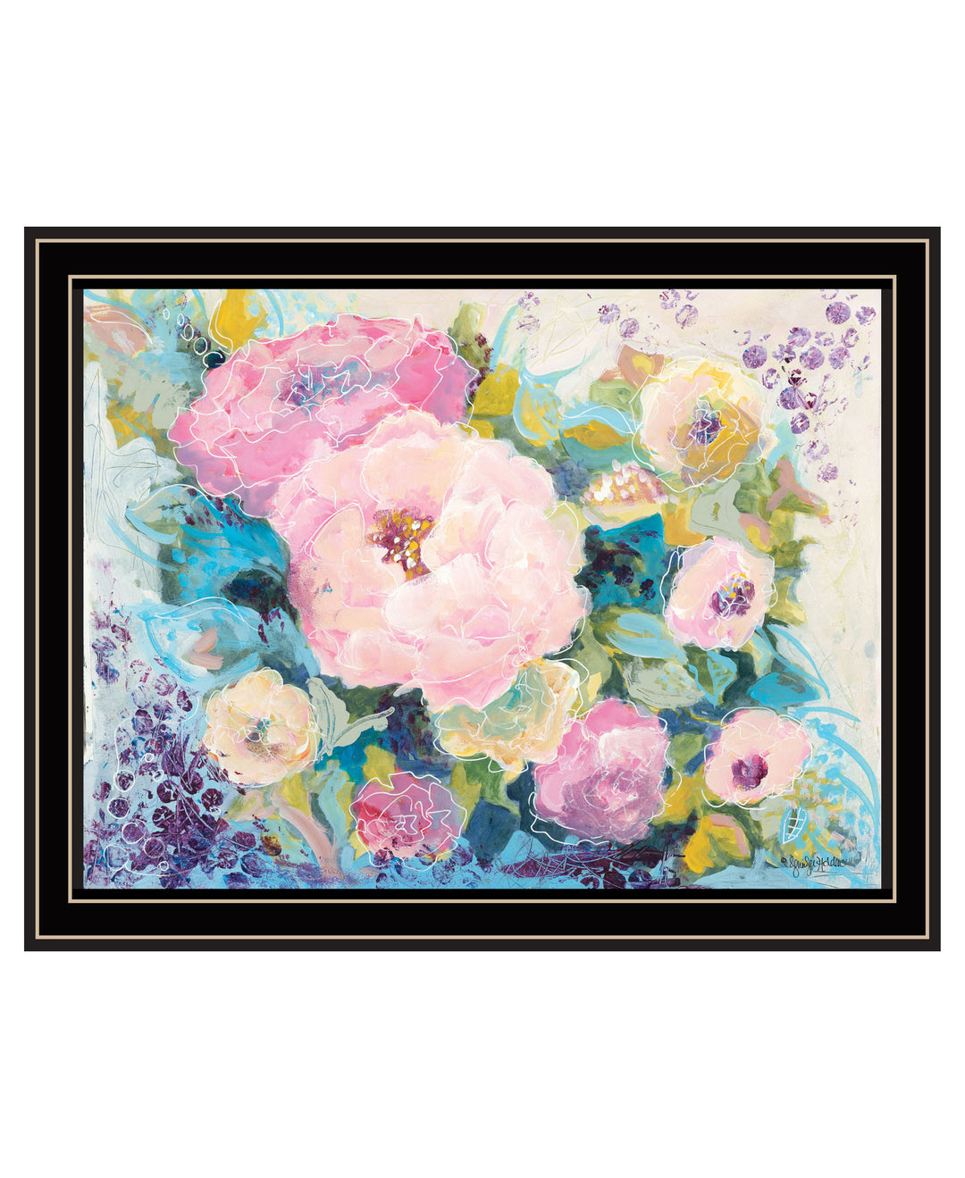 Fresh Florals Black Framed Print Wall Art