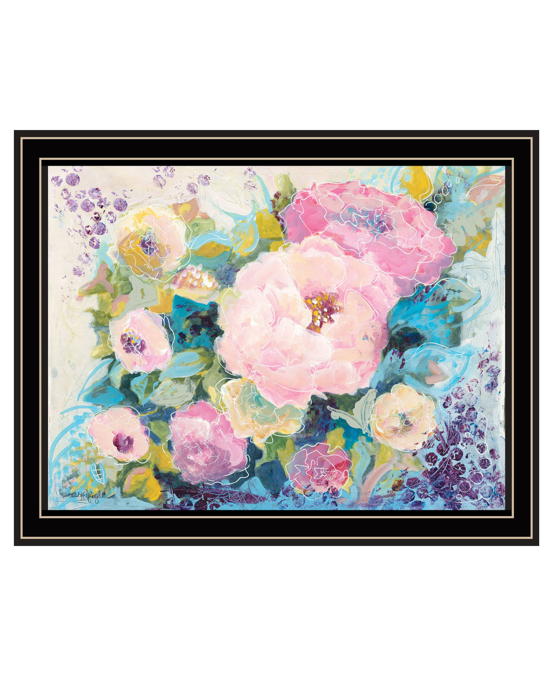 Fresh Florals Black Framed Print Wall Art