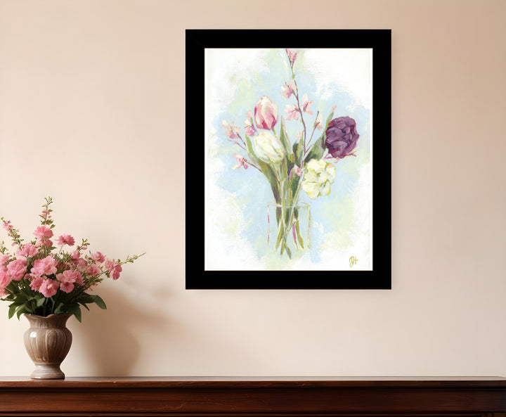 Flower Farm Bouquet Black Framed Print Wall Art