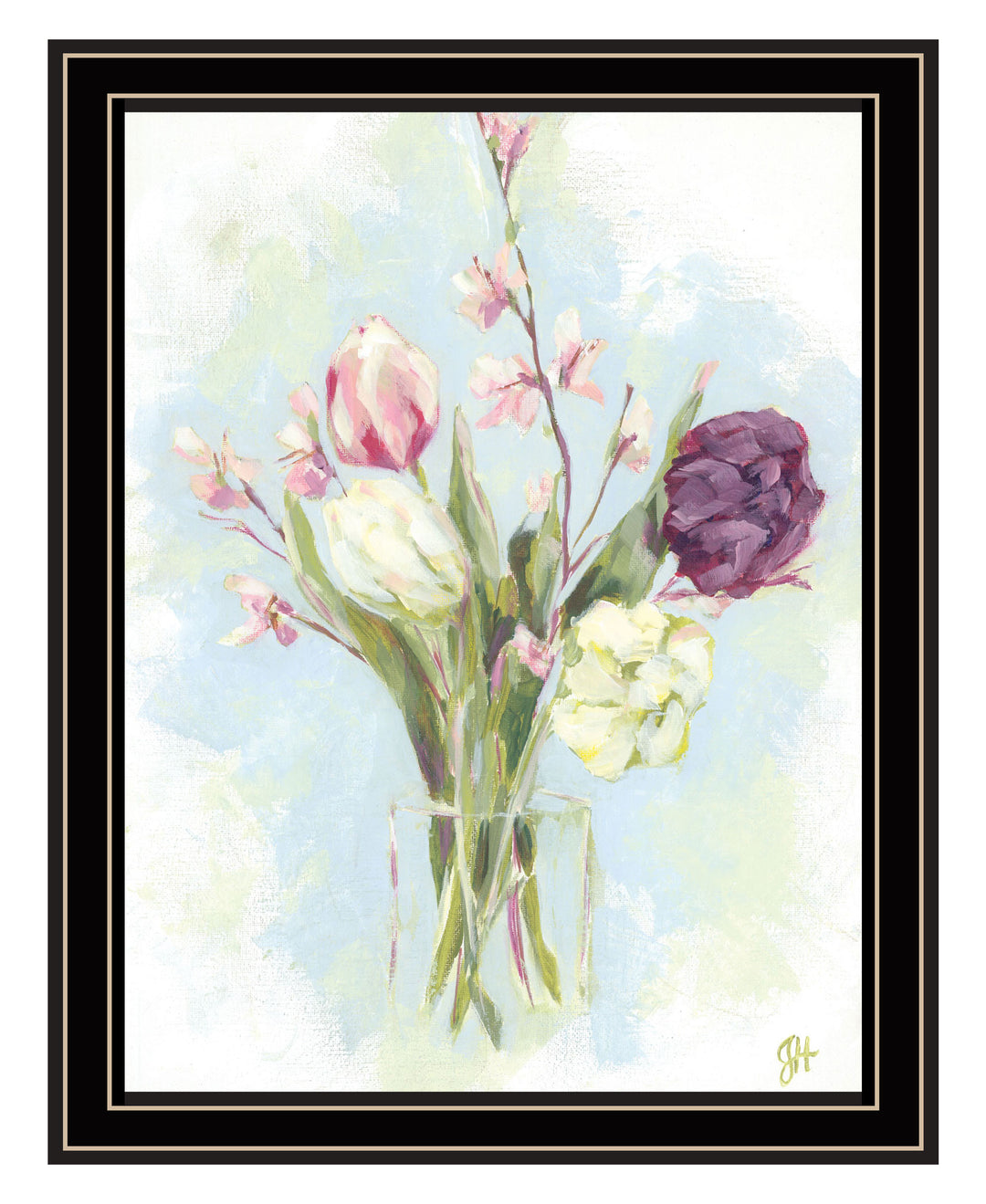 Flower Farm Bouquet Black Framed Print Wall Art