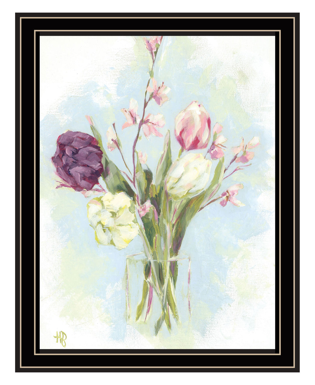 Flower Farm Bouquet Black Framed Print Wall Art