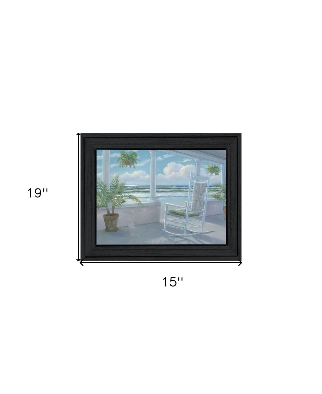 Coastal Porch Black Framed Print Wall Art