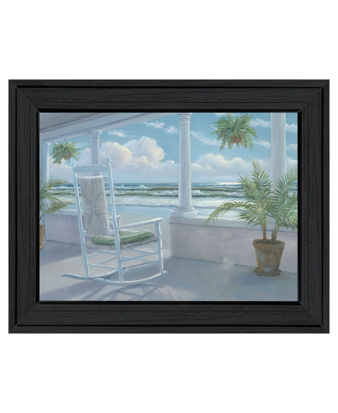 Coastal Porch Black Framed Print Wall Art