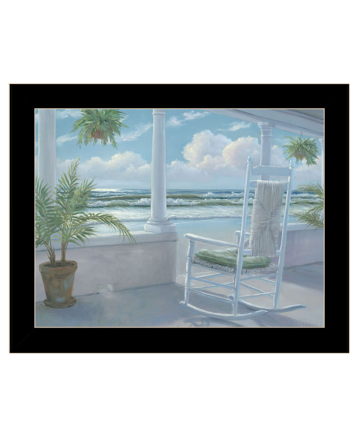 Coastal Porch Black Framed Print Wall Art