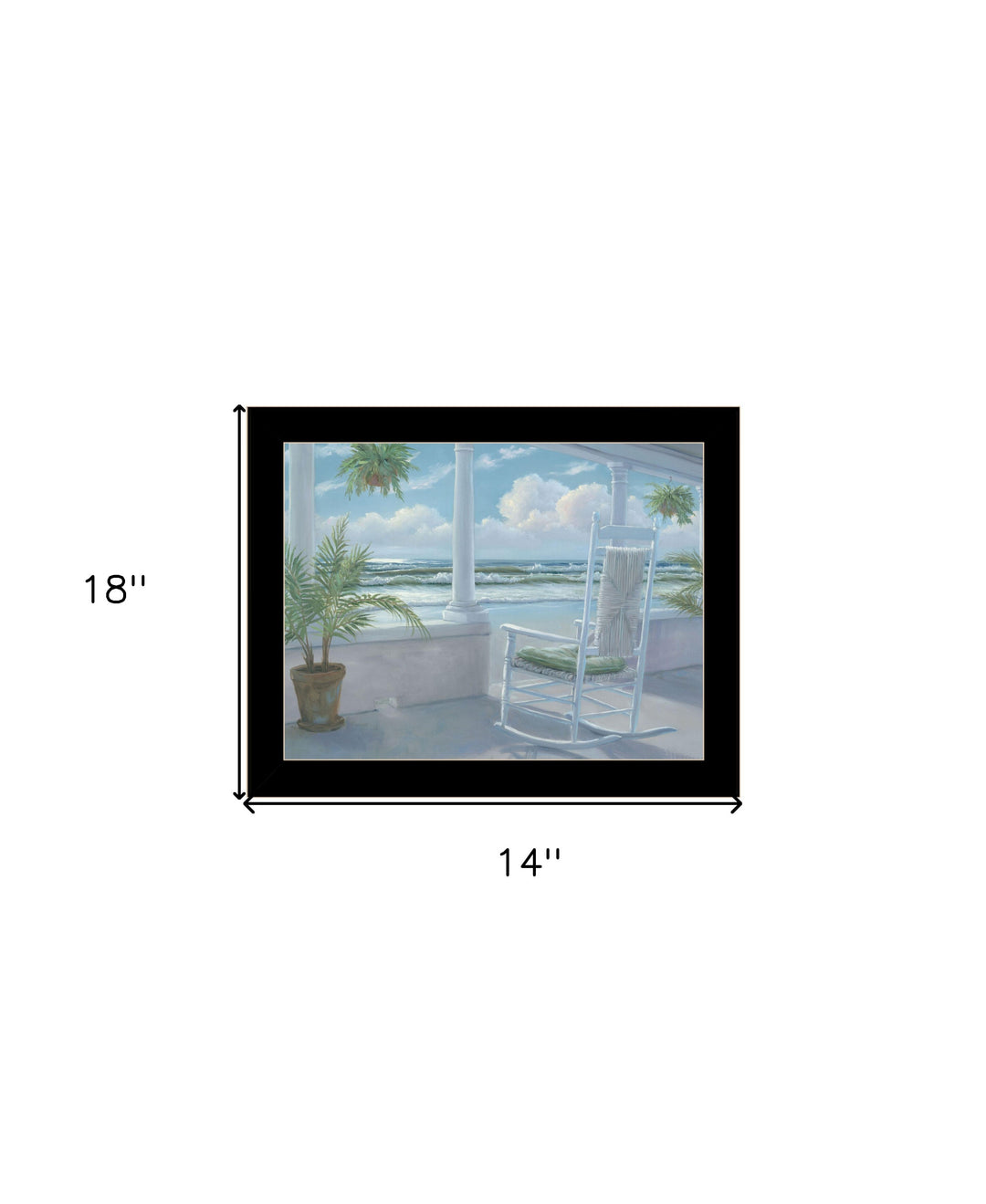 Coastal Porch Black Framed Print Wall Art