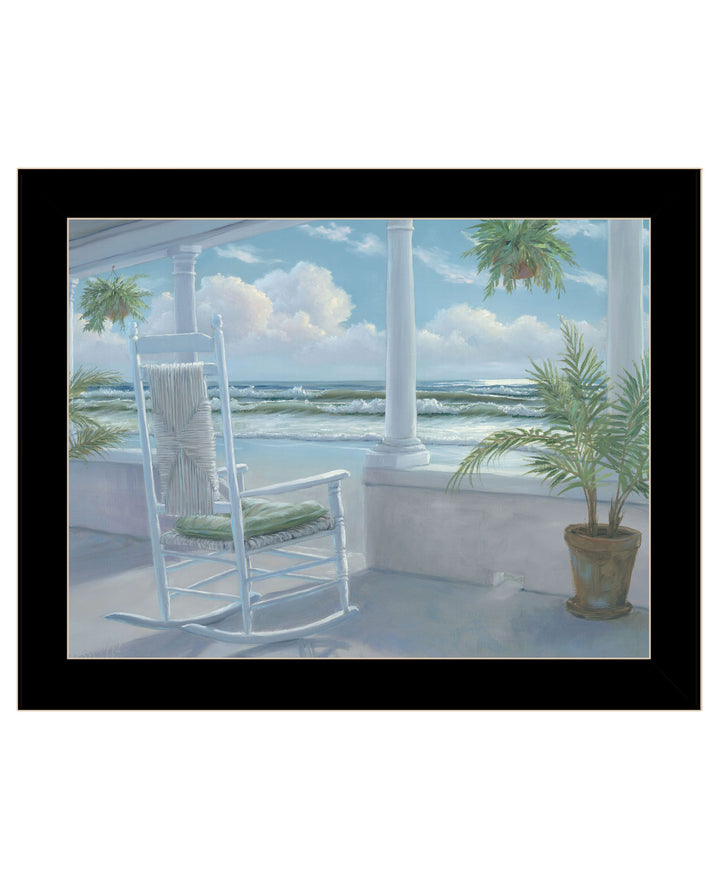 Coastal Porch Black Framed Print Wall Art