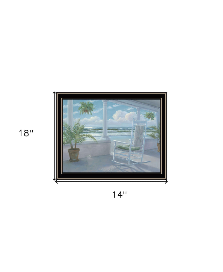 Coastal Porch Black Framed Print Wall Art