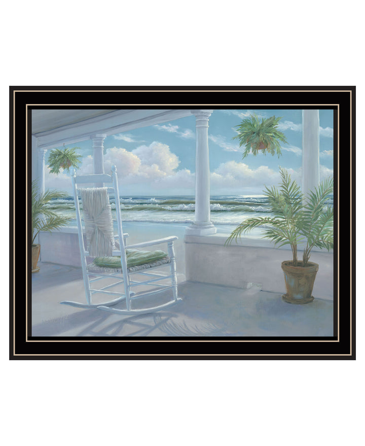 Coastal Porch Black Framed Print Wall Art