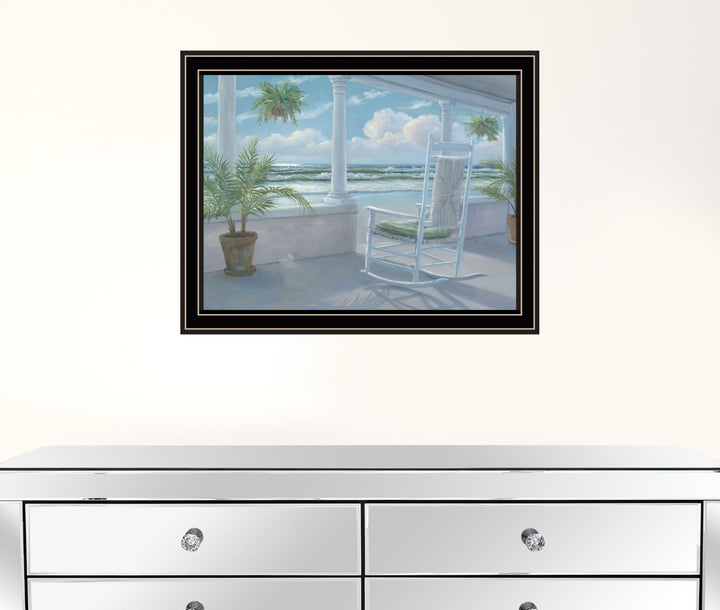 Coastal Porch Black Framed Print Wall Art