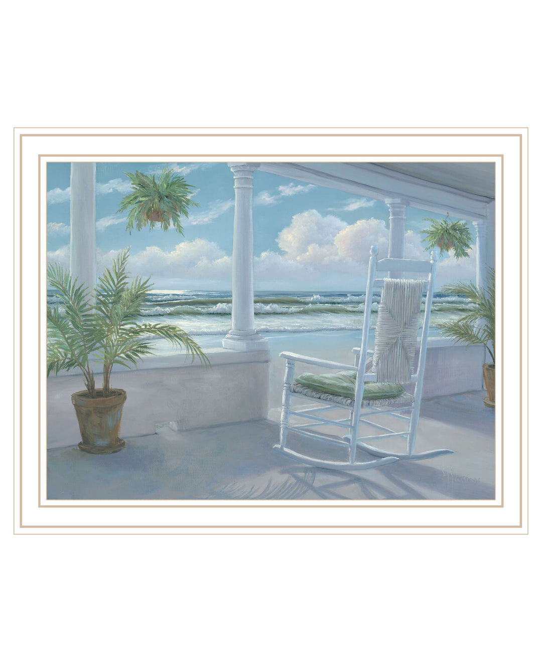 Coastal Porch Black Framed Print Wall Art