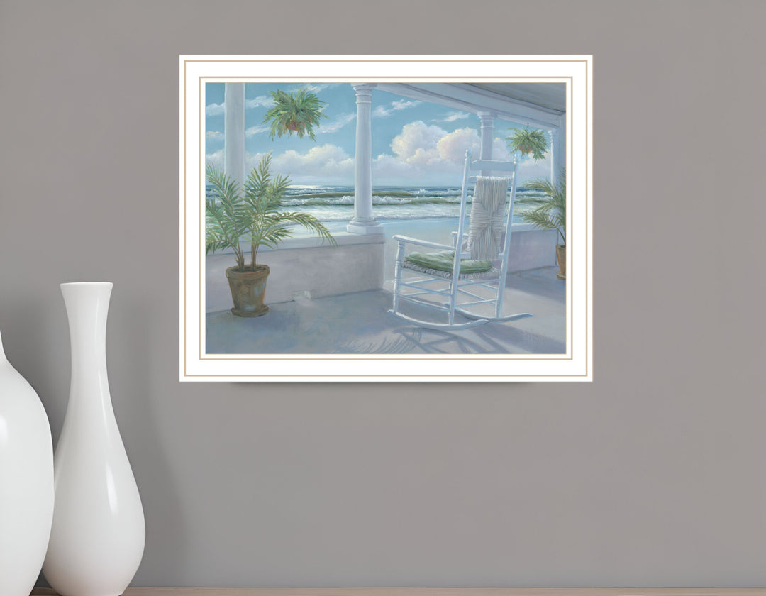 Coastal Porch Black Framed Print Wall Art