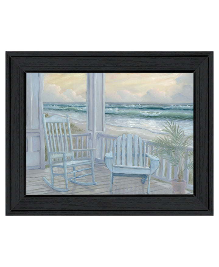 Coastal Porch Black Framed Print Wall Art