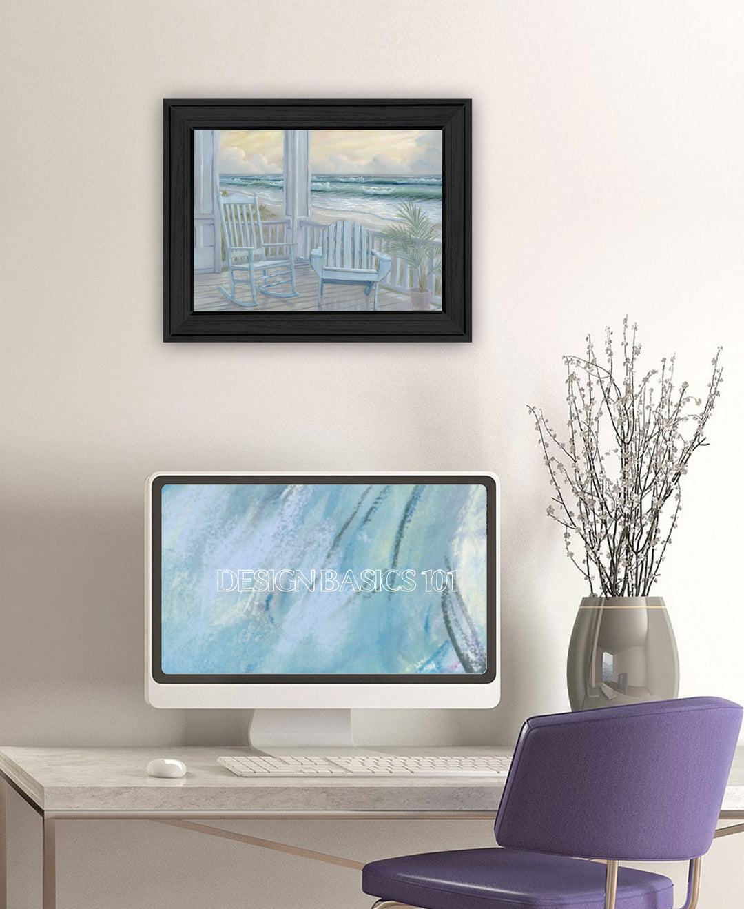 Coastal Porch Black Framed Print Wall Art