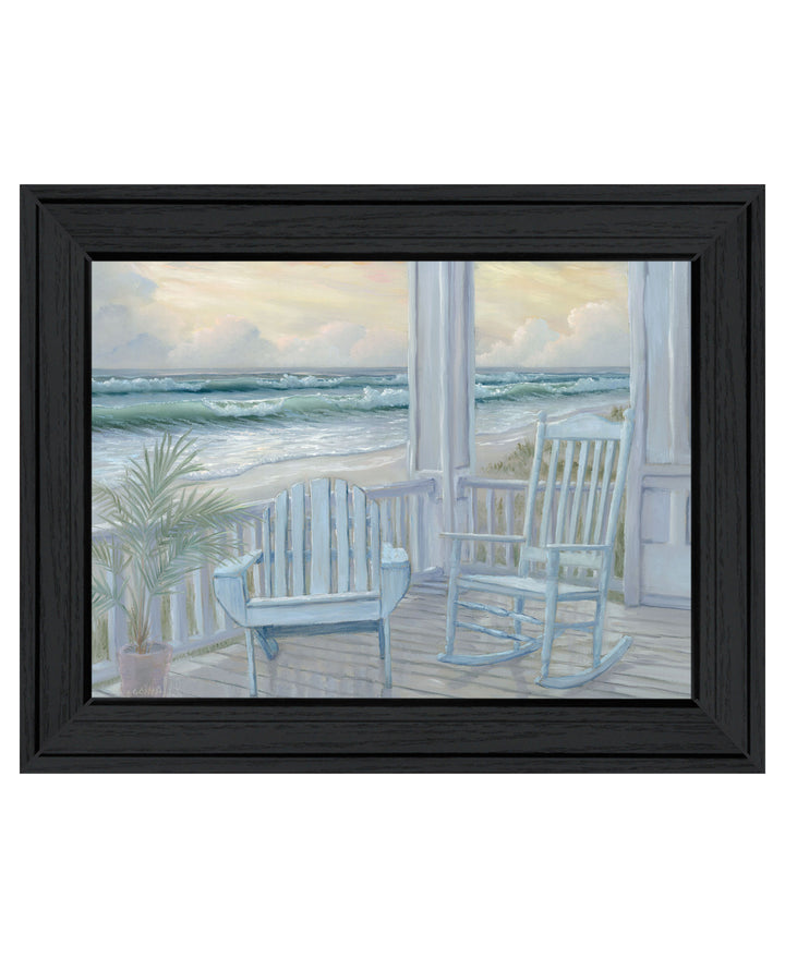 Coastal Porch Black Framed Print Wall Art