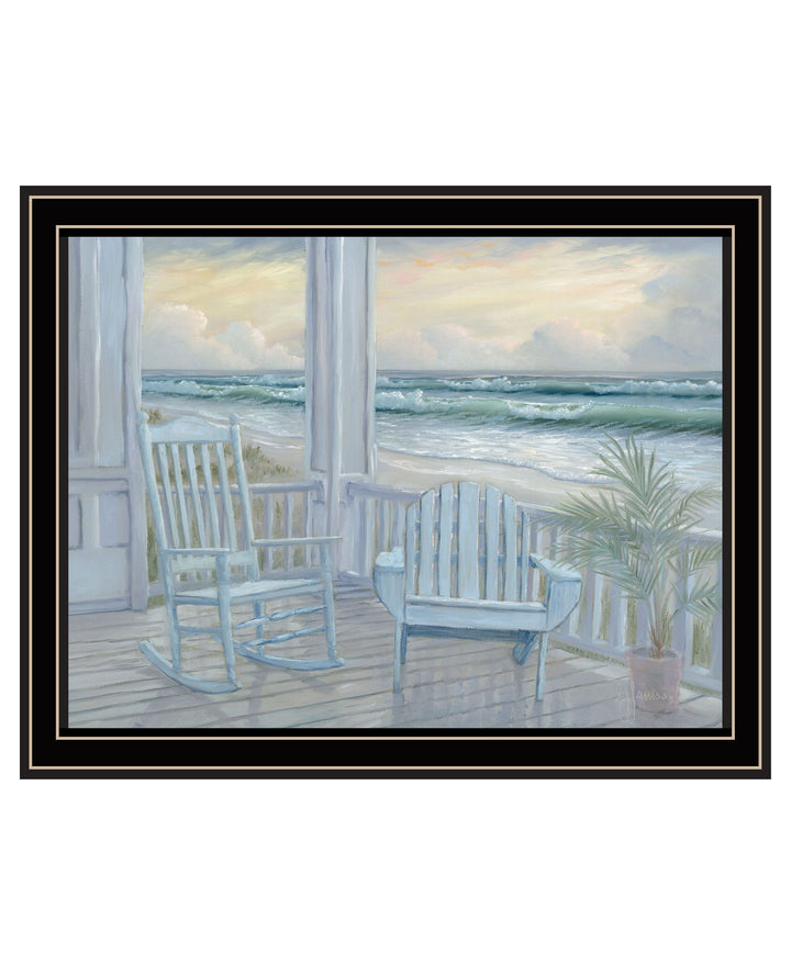 Coastal Porch Black Framed Print Wall Art