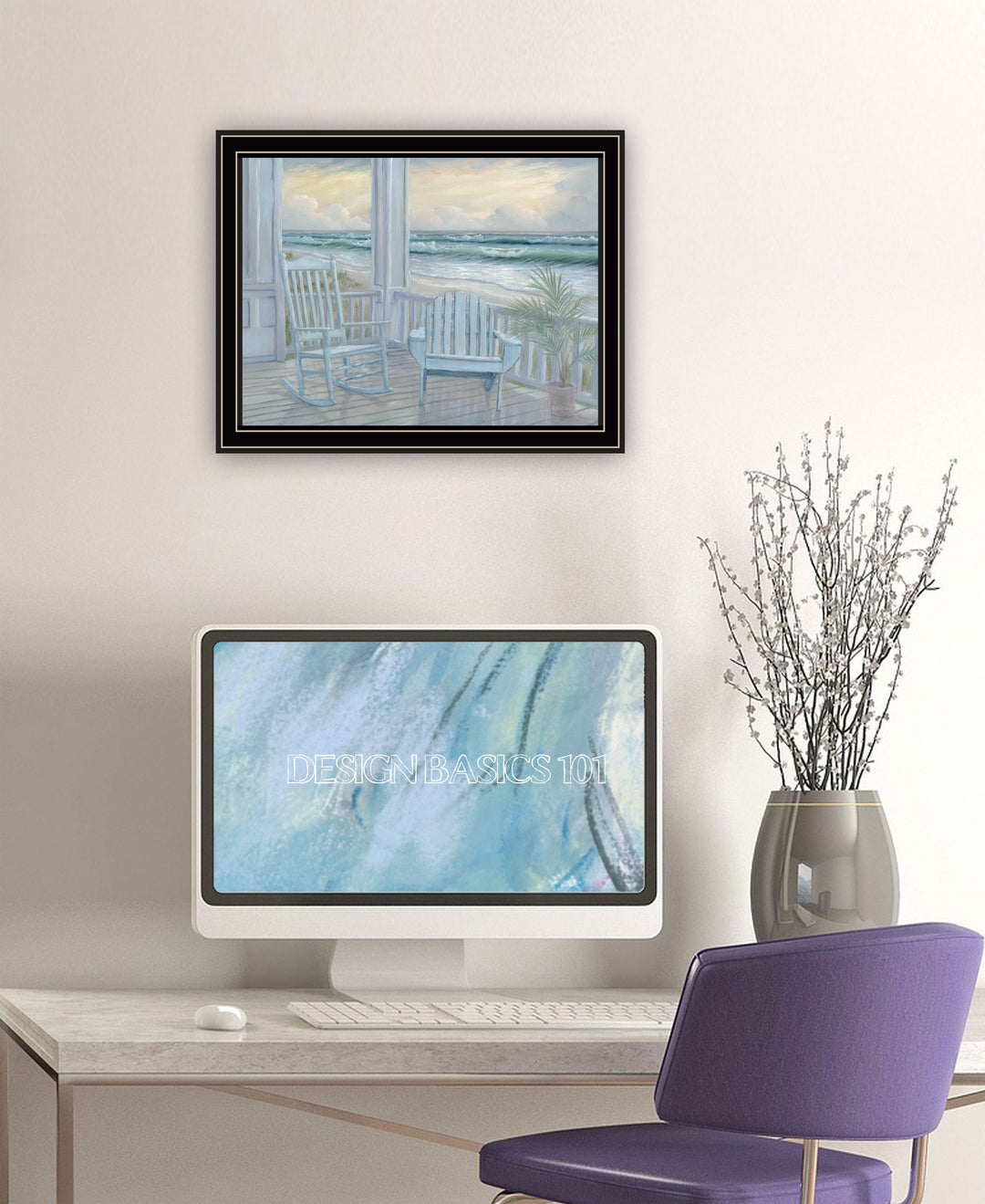 Coastal Porch Black Framed Print Wall Art