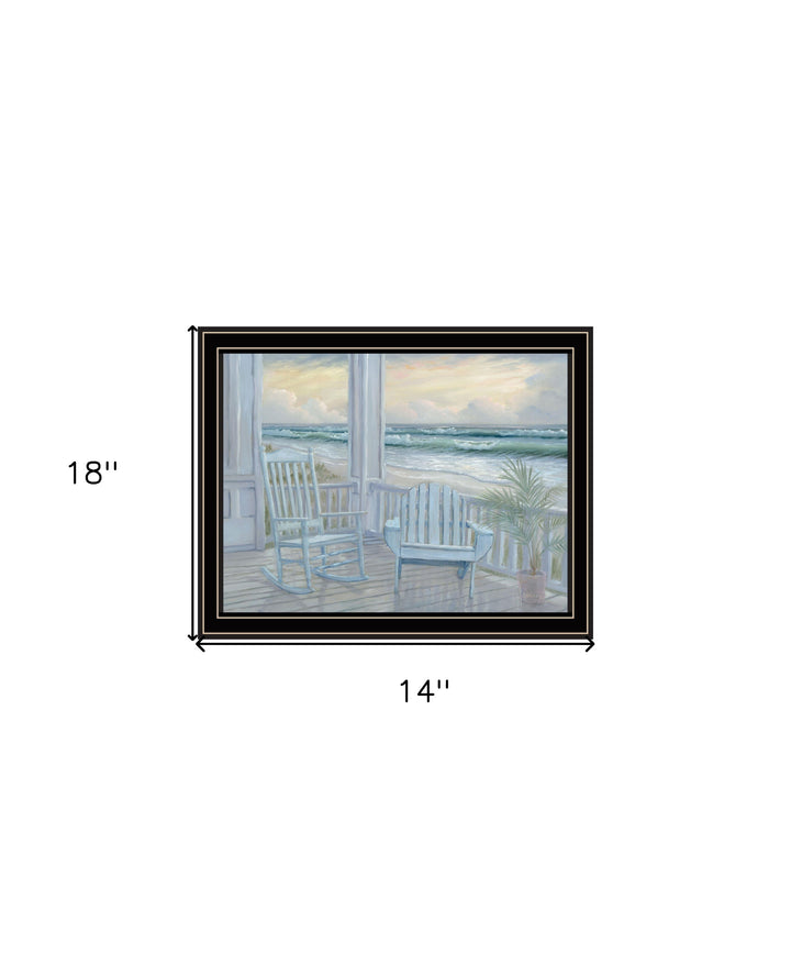 Coastal Porch Black Framed Print Wall Art