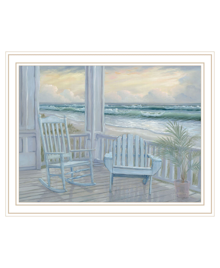 Coastal Porch Black Framed Print Wall Art