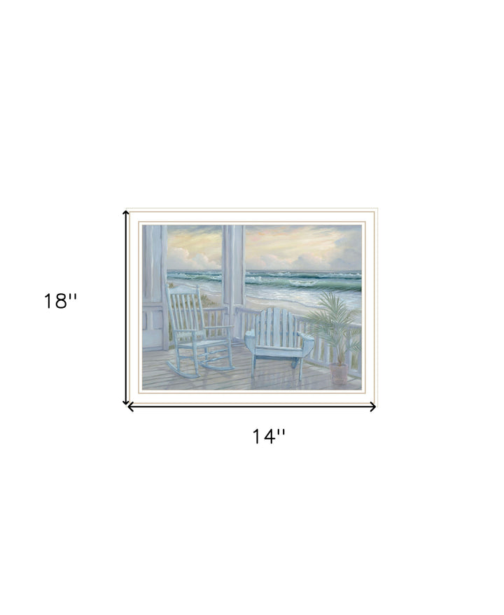 Coastal Porch Black Framed Print Wall Art