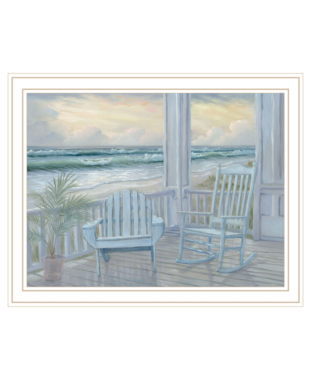 Coastal Porch Black Framed Print Wall Art