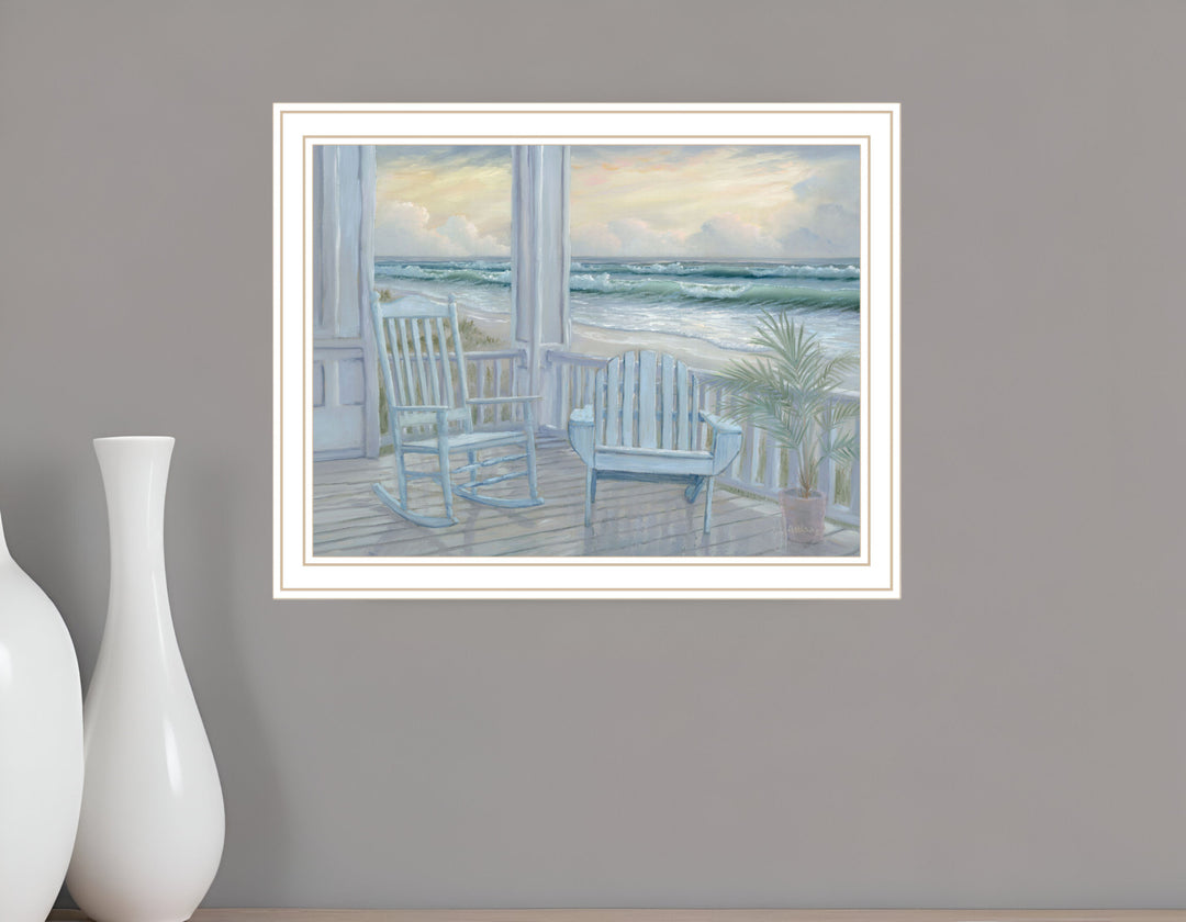 Coastal Porch Black Framed Print Wall Art