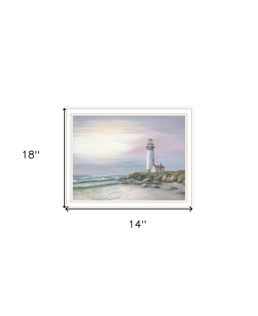 Lighthouse at Sunset Black Framed Print Wall Art